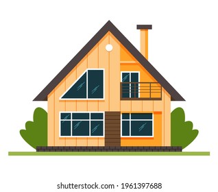 Vector House. Houses exterior vector illustration front view with roof.