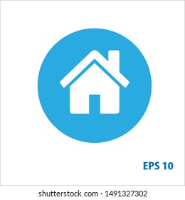 vector house icon with a blue circle