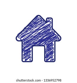 Vector house icon. Doodle hand drawn sign of real estate. Childish illustration for print, web
