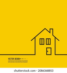 Icono de la casa del vector. Ilustración en un fondo amarillo con bienes raíces residenciales. 