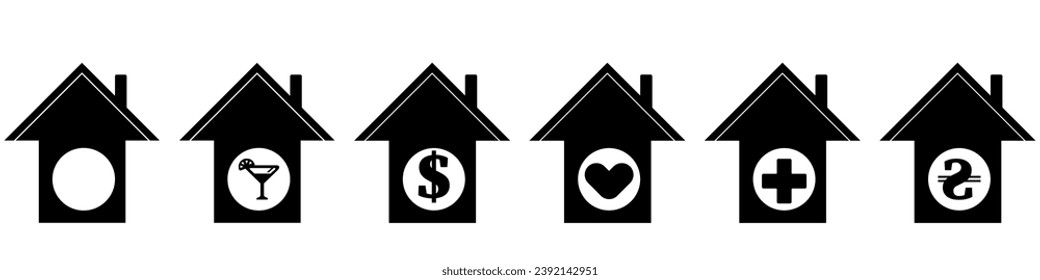 Icono de la casa del vector. icono de la casa de vector. Ilustración vectorial. Un conjunto de marcas en el vector del mapa. Hogar de puntas negras