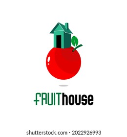 vector house icon located on a fruit