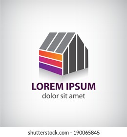 Vector House Icon, Logo For Company. Roof, Building, Construction Materials Identity