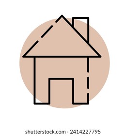 Icono de cámara de vectores en el fondo de un círculo beige