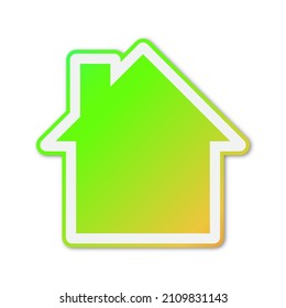 Vector House icon. Paper sticker with shadow. Colorful symbol of Building isolated.