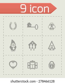 Vector House icon set on grey background