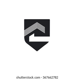 Vector of house icon. Shield. Business team for construction icon. Business icon for the company. Abstract symbol of house village cottage. Design element. Vector illustration.