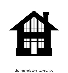Vector house icon. Simple black and white sign of real estate. Illustration for print, web