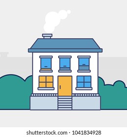 The vector house icon, thin line, flat design, modern style