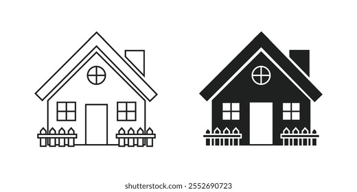 Vektorhaussymbole in Umriss und Glyphe