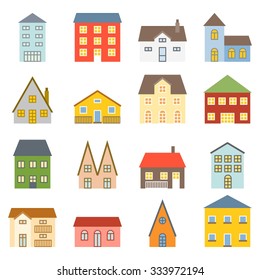 Vector house icons set, flat design