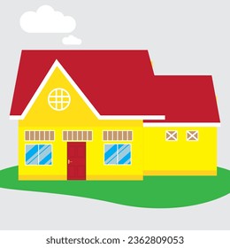 Vector House Illustration with Cloud