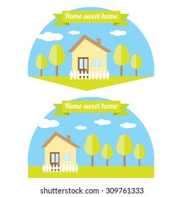 vector house illustration. home sweet home logo