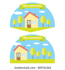 vector house illustration. home sweet home logo