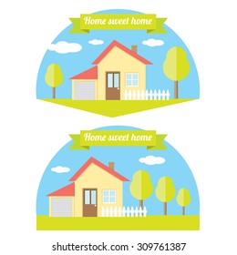 vector house illustration. home sweet home logo