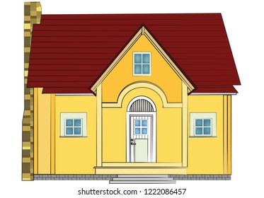 Vector House. illustration of a modern house - Vector illustration of a big yellow modern house 