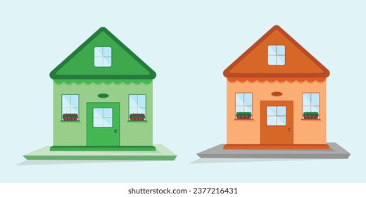 Vektorhaus-Illustration in zwei verschiedenen Farben. Symbol und Symbol.