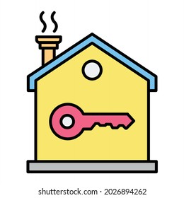 Vector House Key Filled Outline Icon Design
