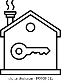 Vector House Key Outline Icon Design
