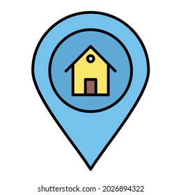 Vector House Location Filled Outline Icon Design
