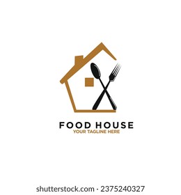 Vector house logo with creative food concept and business design premium vector