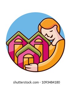 vector house, logo, flat style.