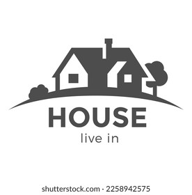 vector house logo icon. negative space style.