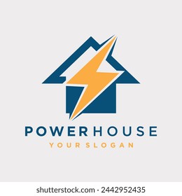 Vector house logo with modern gradient electric power concept and business card design premium vector