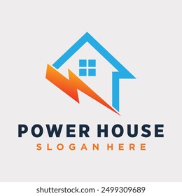 Vector house logo with modern gradient electric power concept and business card design premium vector