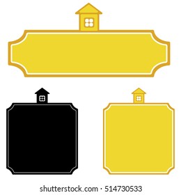 vector house on frame of signboard for a christmas cards background