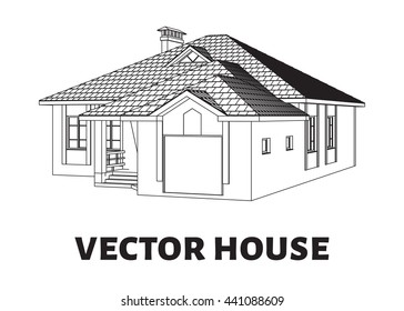 Vector house outline, contour.