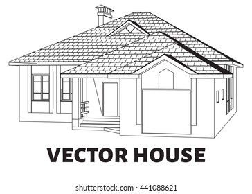 Vector house outline, contour.