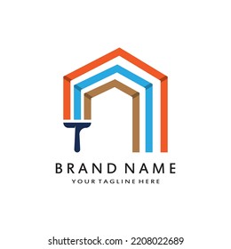 vector house painting logo design. multi color home painting, decoration and repair services