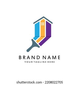 diseño del logotipo de pintura de la casa vectorial. servicios de reparación, decoración y pintura en el hogar multicolor