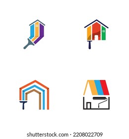 vector house painting logo design. multi color home painting, decoration and repair services