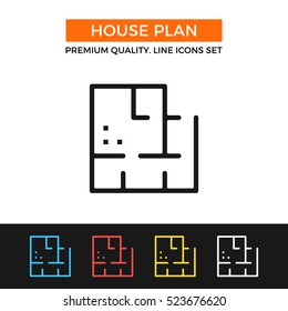 Vector house plan icon. Blueprint, planning. Premium quality graphic design. Modern signs, outline symbols collection, simple thin line icons set for websites, web design, mobile app, infographics