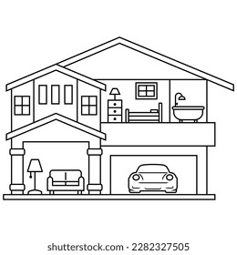 ilustración de icono del plan de la casa vectorial para niños 3