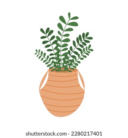 Ilustración de estilo plano de la planta de vectores. Planta de árbol de dinero aislada en olla