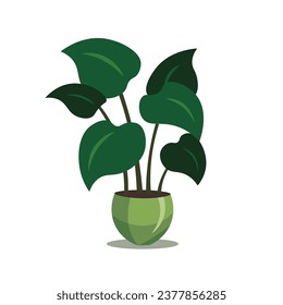 Planta vectorial en una olla, ilustración de diseño plano, icono de plantas en la cacerola