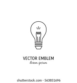 Vector house repairs symbol in trendy line style isolated on white background. Electric lamp. Icon in linear style.