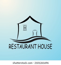 vector house restaurant in classic style, great for brand name stickers etc