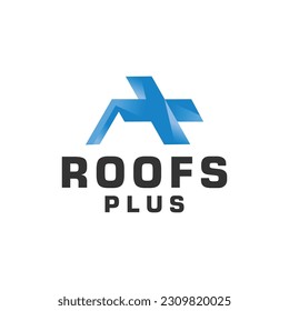 vector house roofs plus icon, logo for the company isolated
