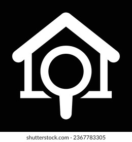 vector house search icon - property real estate symbol, magnifying home element