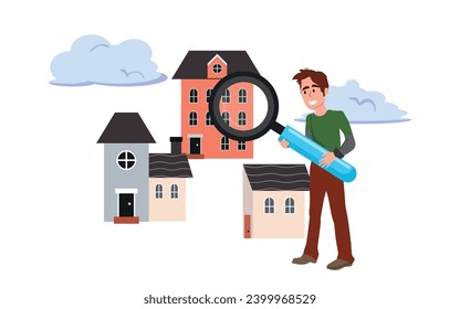 vector house searching concept for landing page