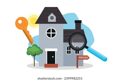concepto de búsqueda de la casa vectorial para la página de aterrizaje.
