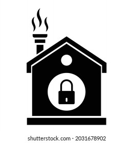 Vector House Security Glyph Icon Design
