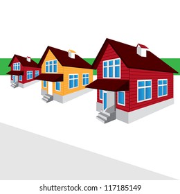 vector house, the street, the cottage