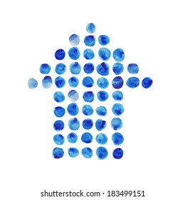 vector house symbol icon, Illustration house watercolor stains,isolated on a white background. 