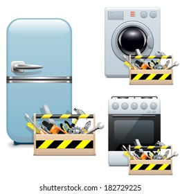 Vector Household Appliance Repair Icons