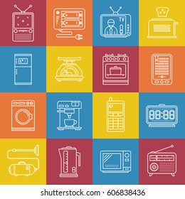 Vector household appliances iconset in minimal outline style